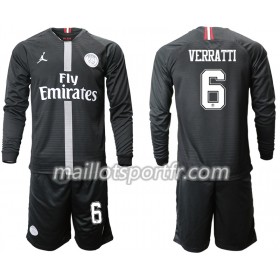 Maillot de Foot Paris Saint Germain VERRATTI 6 Jordan Noir Enfant Troisieme 2018/19 ML